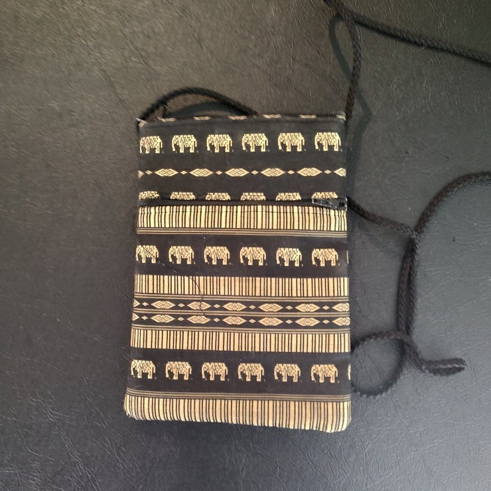 Elephant Sling Crossbody Bag Black Gold